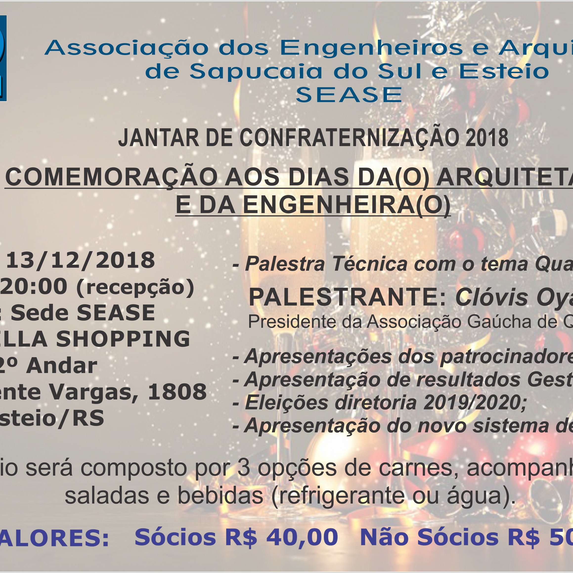 Convite Jantar Técnico Confraternização 2018